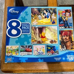 Disney 8-Piece Puzzle Pack - Blue Box with Multicolor Character Art
